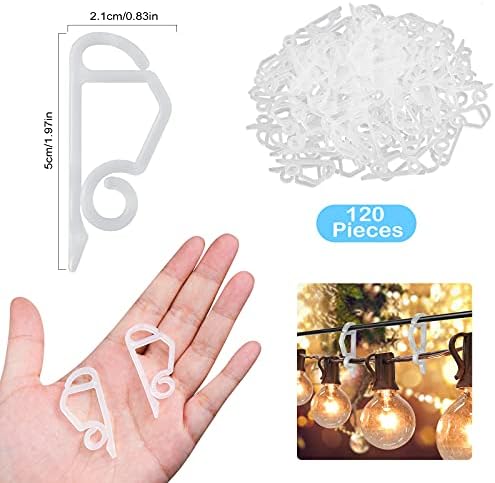 SelfTek 120 Pcs Gutter Hooks for Outdoor Lights, Plastic Gutter Clips for Hanging Christmas Light Xmas String Light Fairy Light Icicle Lights, White