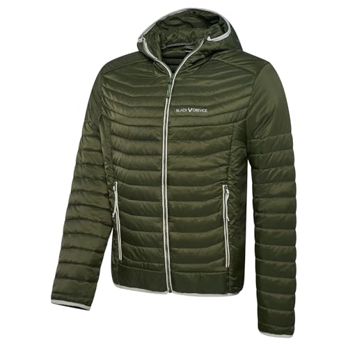 Black Crevice Chaqueta de aislamiento para hombre con capucha, ligera, transpirable y resistente al viento, chaqueta impermeable para exteriores con guata cálida de 120 g, 53 - verde oliva, M