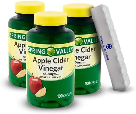 Spring Valley, Apple Cider Vinegar Capsules, 450mg 100 Count, Apple Cider Vinegar Pills Dietary Supplement + 7 Day Pill Organizer Inlcuded (Pack of-3) Spring Valley, Apple Cider Vinegar Capsules, 450mg 100 Count, Apple Cider Vinegar Pills Dietary Supplement + 7 Day Pill Organizer Inlcuded (Pack of-3)