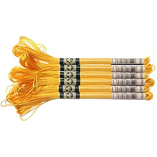 DMC サテン糸 刺繍糸 6束入 25番 8m #S3820 イエロー系 DMC1008F