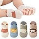 OUDQFCJ Stoppersocken Kinder Baby, 4 Paar ABS Atmungsaktiv Antirutschsocken Kinder, Krabbelsocken Baby Baumwolle, Jungen und Mädchen Crew Socken mit Tiere