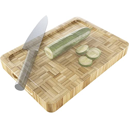 Tabla de cortar de bambú 100% FSC – versátil tabla de desayuno de madera con canal de jugo y agarraderas (práctico accesorio de cocina, ingenioso ayudante de cocina y tabla de cocina) – KD Essentials