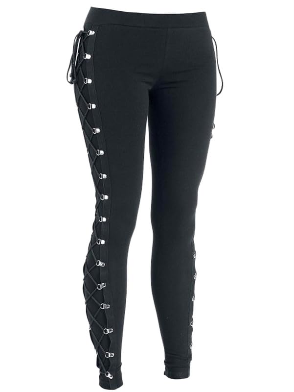 Andongnywell Women's Skinny fit Sexy Lace Up Taper Leg Denim Pants Boyfriend Jeans Lace Up Leggings Trousers