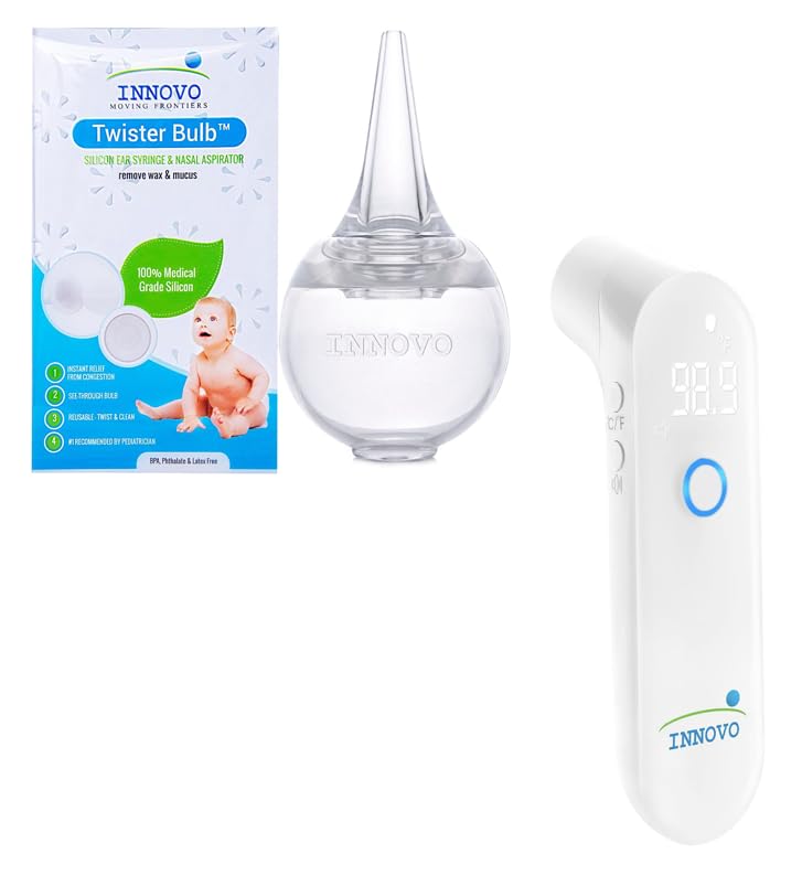 Image of Innovo Ear Syringe and Nasal Aspirator and Touchless Forehead Thermometer Digital Bundle
