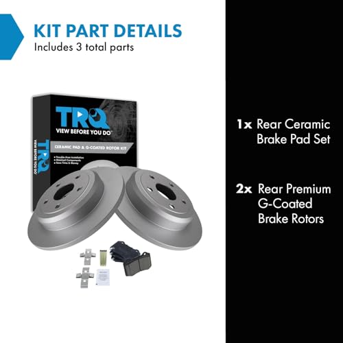 Image of TRQ Rear Brake Pad and Rotor Set Ceramic G Coated Rotors Compatible with 2020 Jeep Grand Cherokee