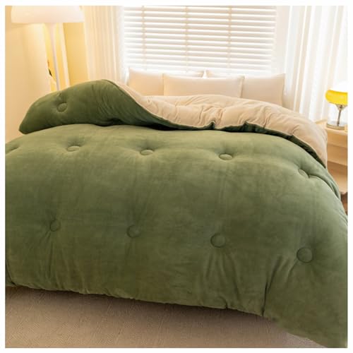 ZTGL Verde,200x230cm(3.0kg), Núcleo de Edredón Microfibra, Súper Suave Cálido Manta, Edredón de Felpa Gruesa, Edredón de Plumas Acolchado Doble Cara, Colcha de Terciopelo de Leche