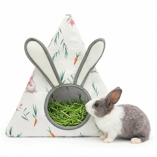 Soft Cotton Bunny Hay Feeder Bag, Cute Triangle Rabbit Hay Holder with 3D Ears, Hanging Hay Dispenser for Guinea Pigs, Chinchillas & Small Pets, Breathable & Washable Cage Accessories - image 7