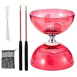 XUXLEKK Diábolo LED con Rodamientos de Bolas, Juego de Malabarismo, Diábolo Que Brilla en la Oscuridad, para Niños y Adultos, Principiantes Profesionales (Rojo)