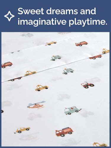Image of Kids Queen Size Car Bed Sheets - 4 Piece Kids Car Sheet Set - Speedy Vehicle Bedding - Ultra-Soft, Cute & Cozy - Breathable & Machine Washable - Wonderful Fun Bed Set for Boys, Girls, Teens & Toddlers