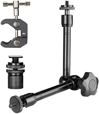 11 Inch Adjustable Magic Arm and Super Clamp with 1/4" and 3/8" Screw Holes for Camera Rig, Monitor, Flash Light, Sports Camera Rig
