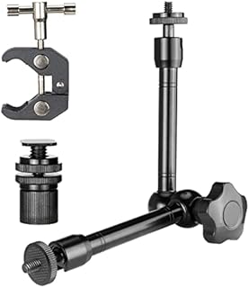 11 Inch Adjustable Magic Arm and Super Clamp with 1/4" and 3/8" Screw Holes for Camera Rig, Monitor, Flash Light, Sports Camera Rig