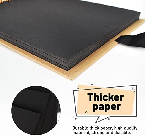 A5 Scrapbook, 30 Pages 21.5 x 15 cm Photo Albums Craft Paper, DIY Square Scrapbook Photo Album, Black Thick Kraft Paper Scrap Book, Memory Book, Scrapbook or Record of Memorial Album Gift(Yellow)