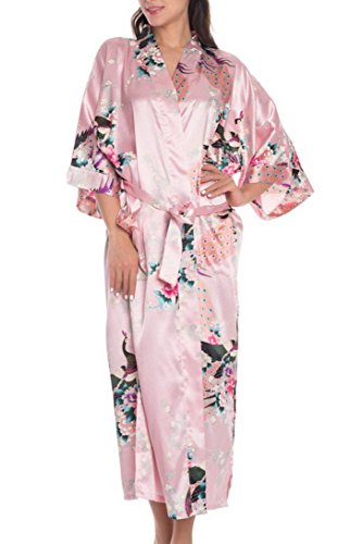 Kimono Rétro Peignoir Japonais Robe De Pyjama Femme Nuisette - Robe de Chambre Longue Imprimé - Rose - Taille 2XL