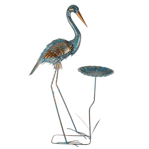 giole Metal Crane Garden Statue for Outside, Large Heron Outdoor