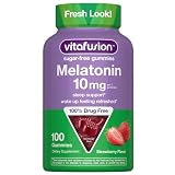 Vitafusion Melatonin Gummies 10mg Per 2 Gummies | 100 Count | Gummy for Adults For Sleep Support | Yummy Strawberry Flavor | Drug Free Supplement