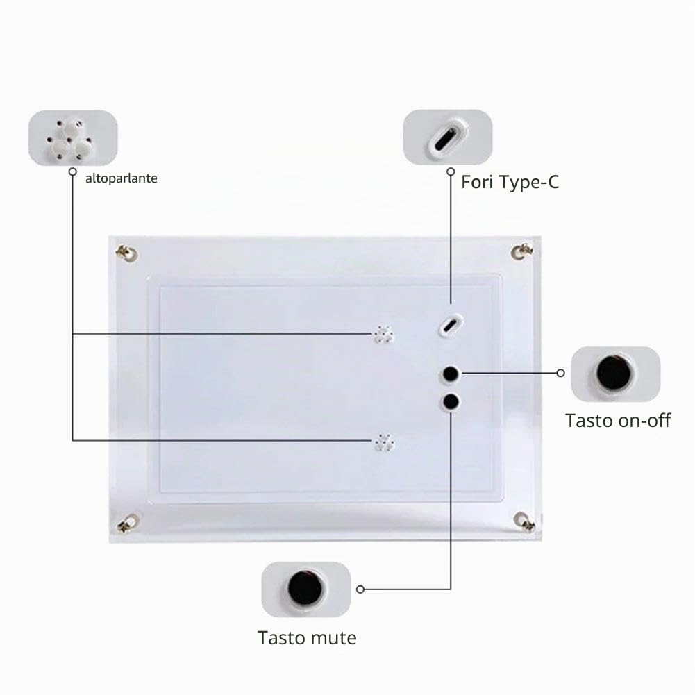 Cornice video digitale da 12,7 cm, acrilica 4 GB, batteria 1200 mAh, decorazione casa regali