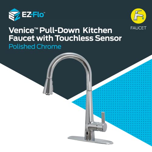Ez-Flo Venice Single Handle Pull Down Kitchen Faucet With Touchless Sensor, 1 Or 3 Hole Function, Polished Chrome, Ez-10647 #TOP1