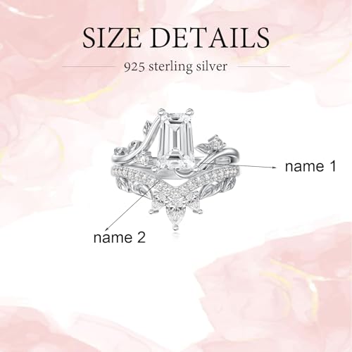 Moissanite Leaf Wedding Rings Set Kite/Oval/Pear/Coffin Cut White Gold 925 Sterling Silver Vintage Leaves Band Engagement Bridal Sets Promise Rings for Women Wife4