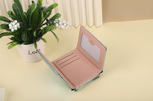 Image of JANKS Small Wallet for Women Mini Laser Card Holder Case Iridescent Holographic Purse with Coin Pocket for Girls Ladies