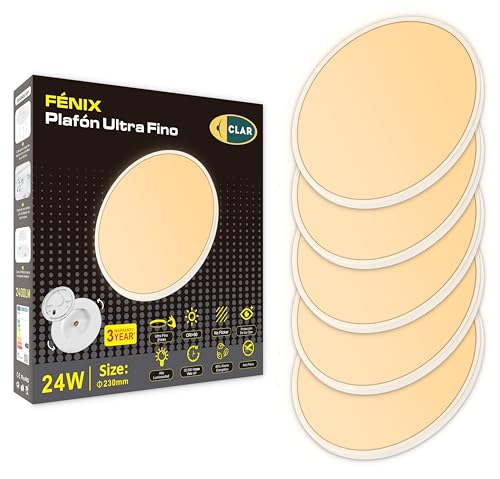 Plafonnier LED Rond CLAR 24W Blanc Chaud 3000K pour Salon et Cuisine - Pack de 5