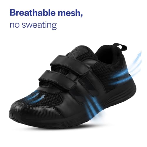 Image of FAUSTO Unisex School Uniform Shoes|Boys & Girls Non Lacing Breathable School Shoes|Hook and Loop Adjustable Fasteners School Shoes for Kids