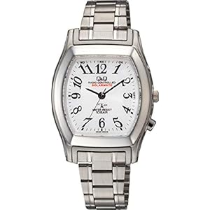 [キューアンドキュー] 腕時計 アナログ 電波 ソーラー 防水 メタルバンド ホワイト HJ05-204 レディース シルバー" 