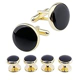 gold cufflinks tiffany  BowJoe Men\'s Tuxedo Shirt Cufflinks and Studs  Cufflink Set Gold & Onyx