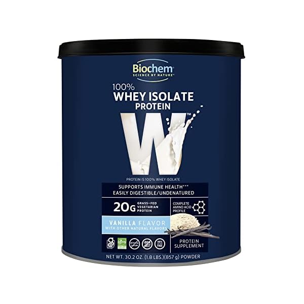 Biochem Whey Protein Isolate Powder Vanilla Flavor, 20 Grams per