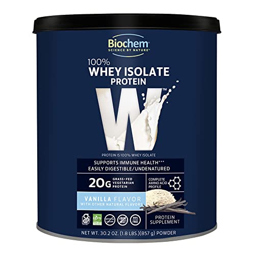 Biochem Whey Protein Isolate Powder Vanilla Flavor, 20 Grams per