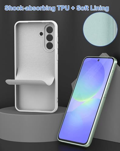 Image of DIZORO Microfiber Candy Case for Samsung A36 5G Smooth Touch Cushion Liquid Soft Silicone Gel Rubber Phone Cases Non-Slip Full Body Protective Shockproof Back Cover (Titanium)