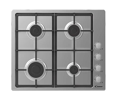 Placa de cocción N° 4 fuegos de 60 cm, color inoxidable