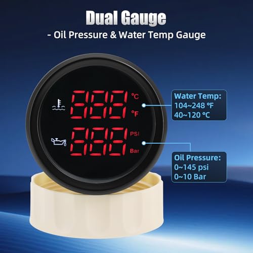Artilaura AR-TLE52PIWTF-BNR+SENSOR 2In1 Oil Pressure Gauge And Water Temp Gauge Fahrenheit F 2 Inch 52Mm Digital Auto Gauge Kit thumb #2
