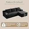 96" Modular Sectional Sofa Couches L-Shape Couch 3 Seat Modular Sofa Corduroy Memory Foam Sectional Boneless Couches for Living Room, Cloud Couch with Oversized Chaise(Black, Right Facing)