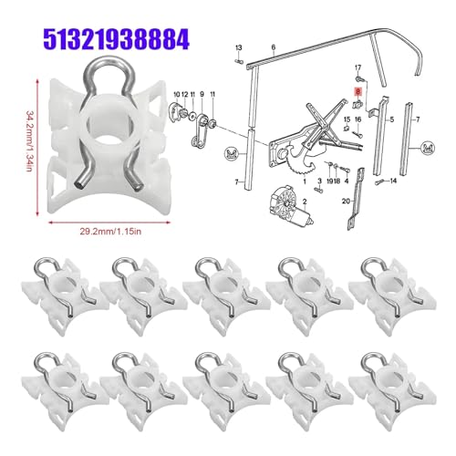 Clip de lève-vitre électrique BMW E36 E92 E93 E34 Z4 curseur plastique métal x10