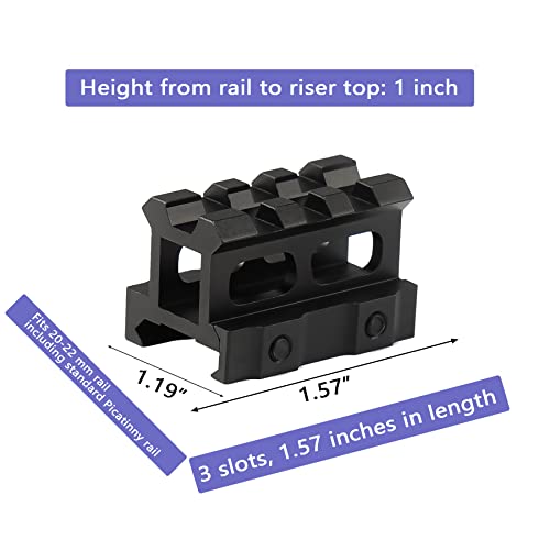Meirui Picatinny Riser Mount, 3 Pack Low High Profile 1 Inch 0.83 Inch 0.5 Inch Rail Riser Mounts Adaptor With 3 Slots Picatinny Rails For Scope Rings Optics Sights #TOP3