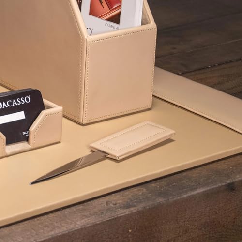 DACASSO Bonded Leather Letter Opener - Luxury Mail & Envelope Opener - Office Accessories & Executive Desk Decor - (White Latte) image 4