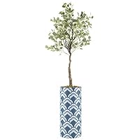 SIGNWIN Eucalyptus Tree with Geometric White & Blue Cloud Pattern Abstract Skylines Minimalism Chic Colorful Multicolor Ultra for Living Room, Bedroom, Office - X-Large 5 Feet (60