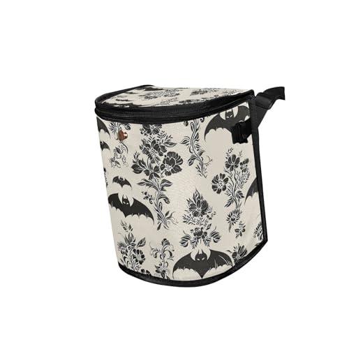 Image of senya Car Trash Can Car Garbage Can Car Waste Basket,Leak-Proof Car Trash Bin, Car Trash Hanging Car Accessories Gothic Floral and Bat Interior Car Organizer Bag