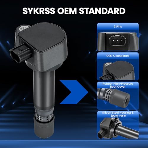 Image of Set of 4 UF582 Ignition Coil Pack Compatible with Honda Civic 2006 2007 2008 2009 2010 2011 1.8L L4 Replacement UF582,C1580,099700102,DQ50132,61050104,5C1637,E1082,521874,IC662,30520RNAA01
