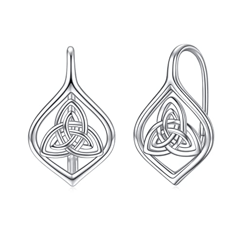 WINNICACA Leverback Earrings for Women Sterling Silver Celtic Knot Triquetra Leverback Hook Dangle Earrings Jewelry Gifts for Women Her Wife Anniversary Xmas Birthday Presents Gift Ideas