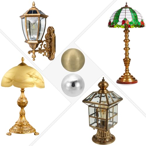 Image of PATIKIL 25mm Ball Lamp Finials Caps Knob, 2 Set Solid Lamp Shade Top Decoration Screw Cap Nuts with Brass Reducing Adapter for Table Lamps Floor Lamps, Bronze