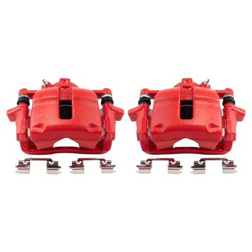 TRQ Front Performance Brake Caliper Set Red Compatible with 2007-2015 Mini Cooper