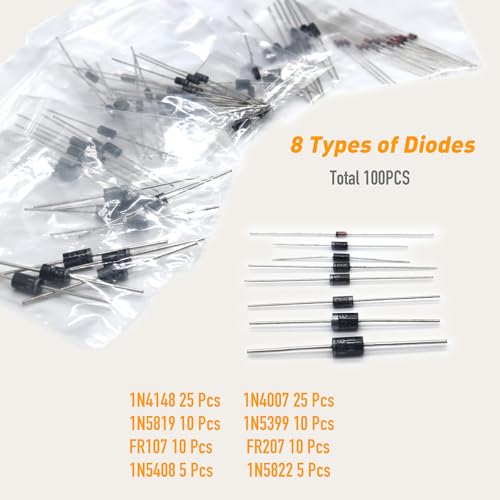 DIYoung Kit de Componentes Electrónicos 1390pcs, Incluyendo Diodos Led, Resistencias de Capa Metálica, Carcasa de Condensadores Electroliticos, Diodos, Condensadores Cerámicos, Transistor - imagen 7