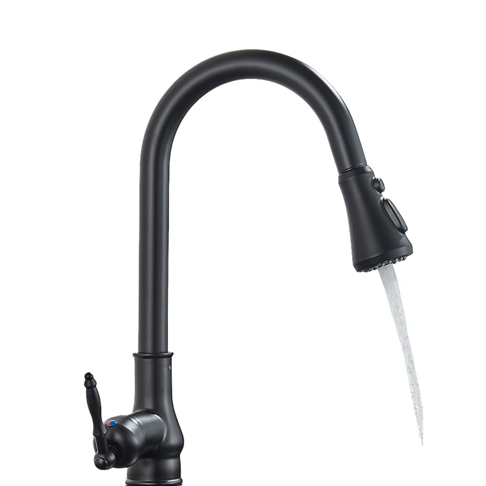 Robinet de cuisine avec bec extractible et mitigeur 3 voies noir