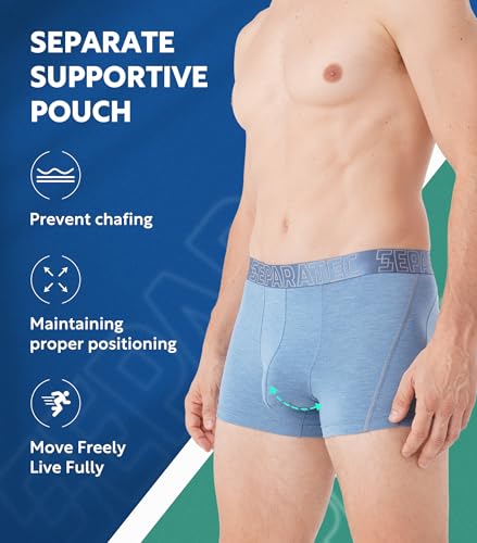 Separatec Mens Underwear Rayon Made from Bamboo Underwear Men, 3.5-Inch Legs Breathable Trunks for Men, 3-4 Pack4
