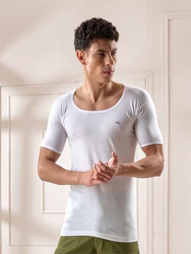 LUX VENUS Herren Solid Regular Fit Weste, Weiß, 46 – Ansicht 5