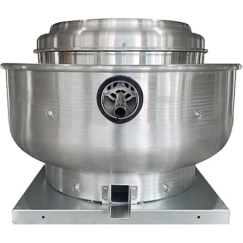 FICBXRA Low Profile Grease Rated Food Truck Exhaust Fan High-Speed Direct Drive Centrifugal Upblast Exhaust Fan 0.5HP 110 Volt Single Phase Motor 1900-2600 CFM Cover