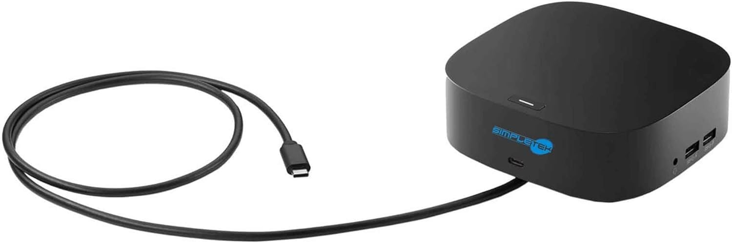 SIMPLETEK - Stacja dokująca - kompatybilna z HP | 2 x USB-A - USB-C - 2 x DisplayPort - HDMI - RJ-45 | W zestawie zasilacz 120 W