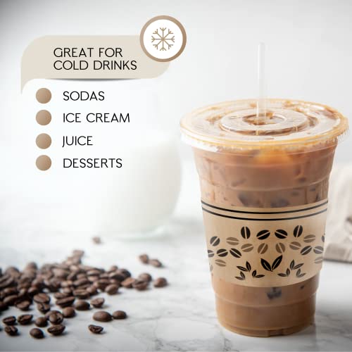 100 pack Coffee Cup Sleeves Disposable 10-20 oz for Hot Drinks Paper Corrugated Coffee Sleeves Reusable Heat Insulation & Hand Protection Holds Hot and Cold Drinks Espresso Coffee Milk Tea - Thumbnail 6