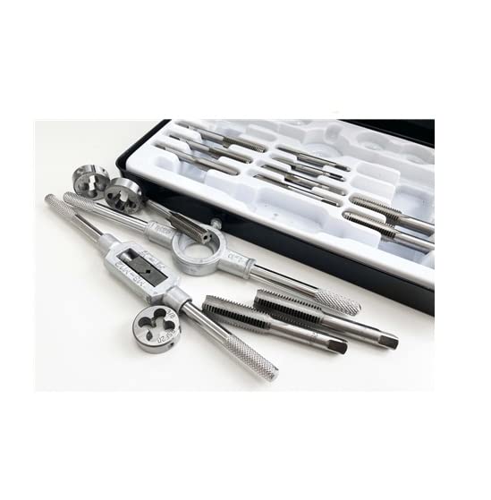 GOOD QUALITY 20pc BSF ALLOY STEEL TAP AND DIE SET IN METAL CASE 3/16" - 1/2" - Image 2